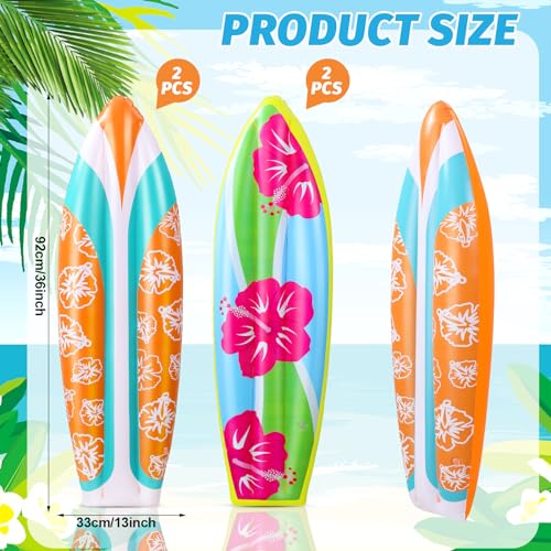 4 Pcs Inflatable Surf Board Inflatable Luau Party Decorations Blow up Surfboard Inflatable Pool Board - Hawaiian Flair