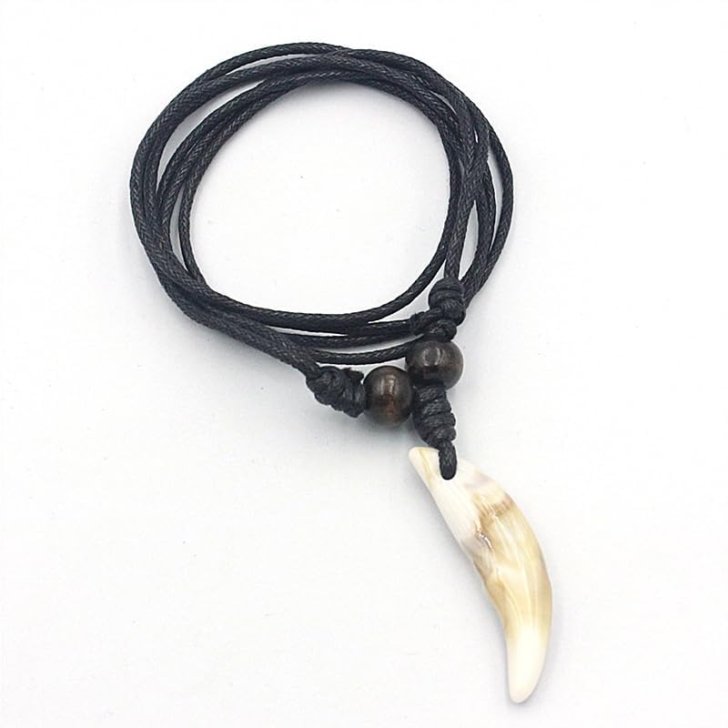 2PCS Hawaiian Protection Amulet Lucky Pendant Necklace Vintage Tiki Fish Hook Turtles Tortoise Shark Wolf Tooth Caved Satue Adjustable Rope Chain Necklaces for Men Women - Hawaiian Flair