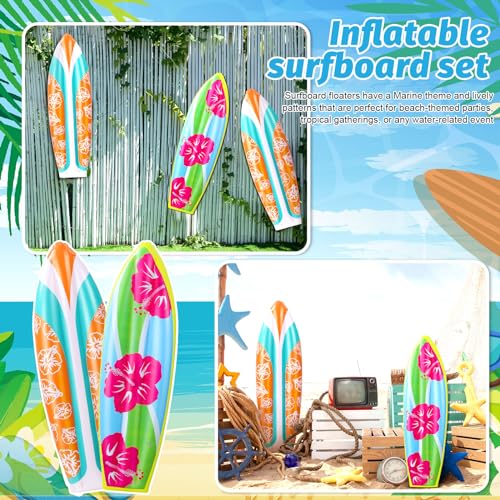 4 Pcs Inflatable Surf Board Inflatable Luau Party Decorations Blow up Surfboard Inflatable Pool Board - Hawaiian Flair