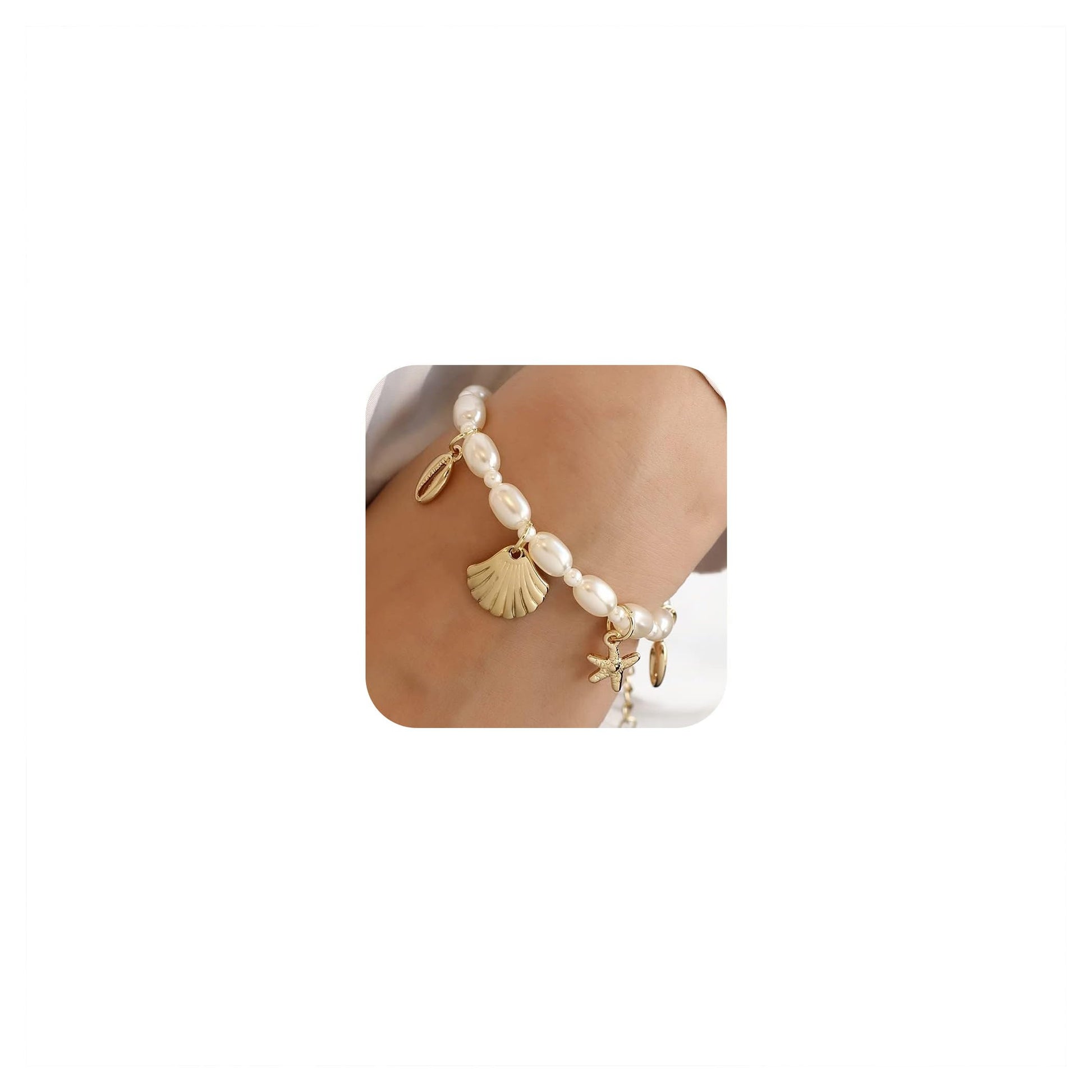 Shell Ankle Bracelet Set for Women, 14K Gold Boho Bead Adjustable Anklet, Hawaiian Beach Seashell Pearl Heart Starfish Conch Foot Jewelry Gifts - Hawaiian Flair