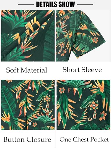 Comdecevis Men's Hawaiian Floral Shirts Short Sleeve Button Down Tropical Summer Beach Shirts - Hawaiian Flair