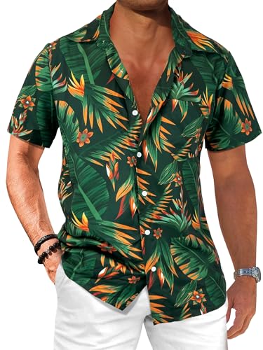 Comdecevis Men's Hawaiian Floral Shirts Short Sleeve Button Down Tropical Summer Beach Shirts - Hawaiian Flair