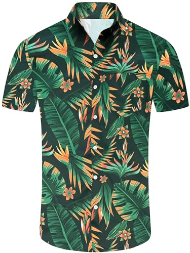 Comdecevis Men's Hawaiian Floral Shirts Short Sleeve Button Down Tropical Summer Beach Shirts - Hawaiian Flair