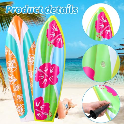 4 Pcs Inflatable Surf Board Inflatable Luau Party Decorations Blow up Surfboard Inflatable Pool Board - Hawaiian Flair