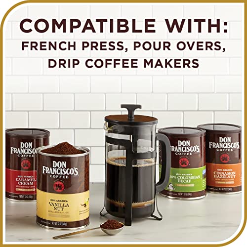 Don Francisco's Hawaiian Hazelnut Ground Flavored Coffee: Rich, Aromatic 100% Arabica Beans - (3 x 12 oz Recyclable Cans) - Hawaiian Flair