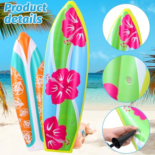 4 Pcs Inflatable Surf Board Inflatable Luau Party Decorations Blow up Surfboard Inflatable Pool Board - Hawaiian Flair