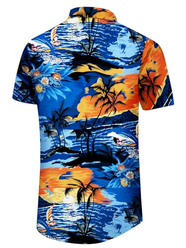 Comdecevis Men's Hawaiian Floral Shirts Short Sleeve Button Down Tropical Summer Beach Shirts - Hawaiian Flair