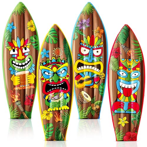4 Pcs Inflatable Surf Board Inflatable Luau Party Decorations Blow up Surfboard Inflatable Pool Board - Hawaiian Flair