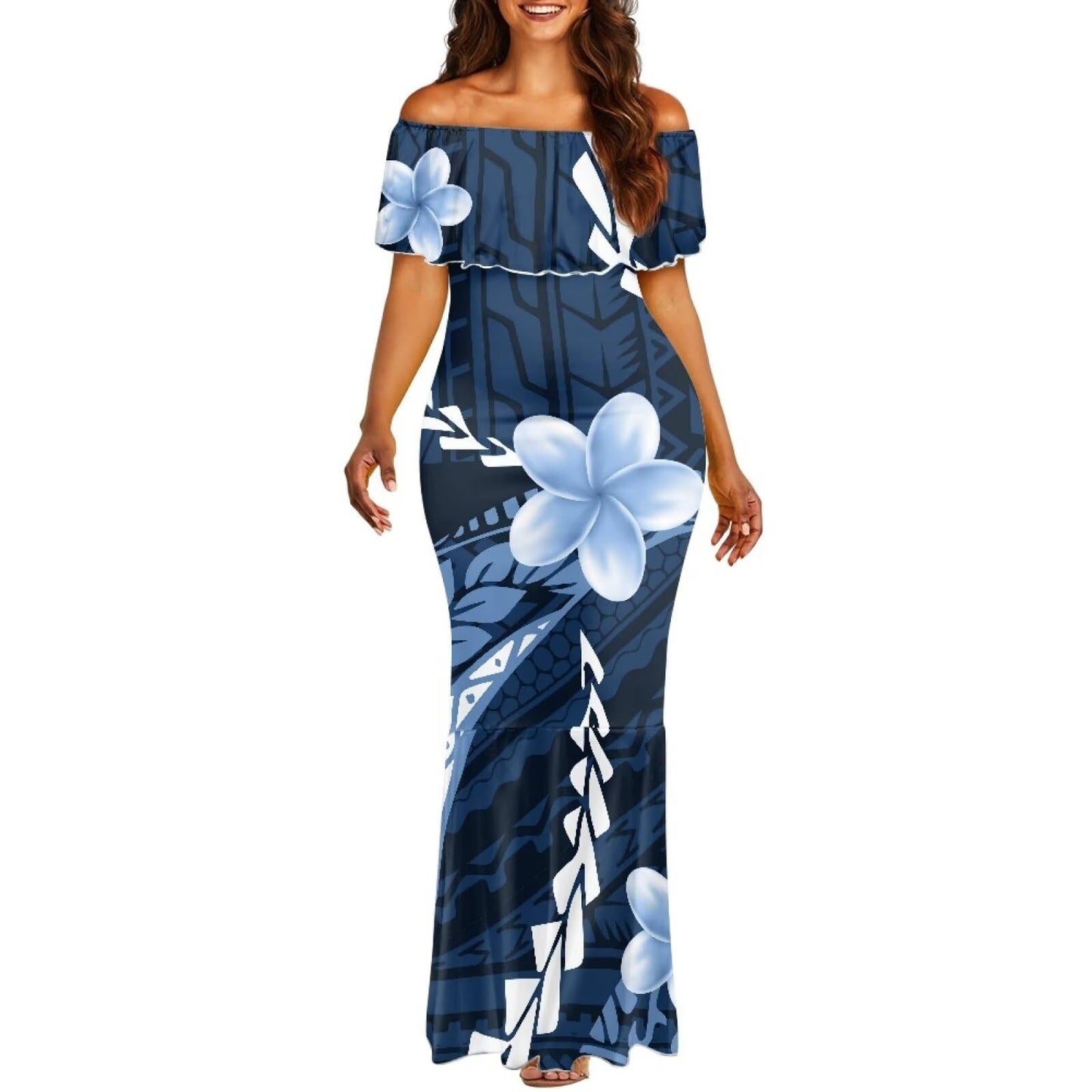 Polynesian Dresses for Women Off Shoulder Maxi Dress Puletasi Samoan Dresses S-7XL - Hawaiian Flair