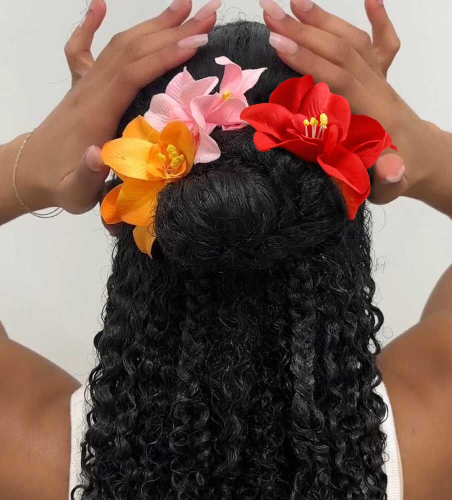 6Pcs Hawaiian Flower Hair Clips for Women, Bohemia Flower Hair Clip