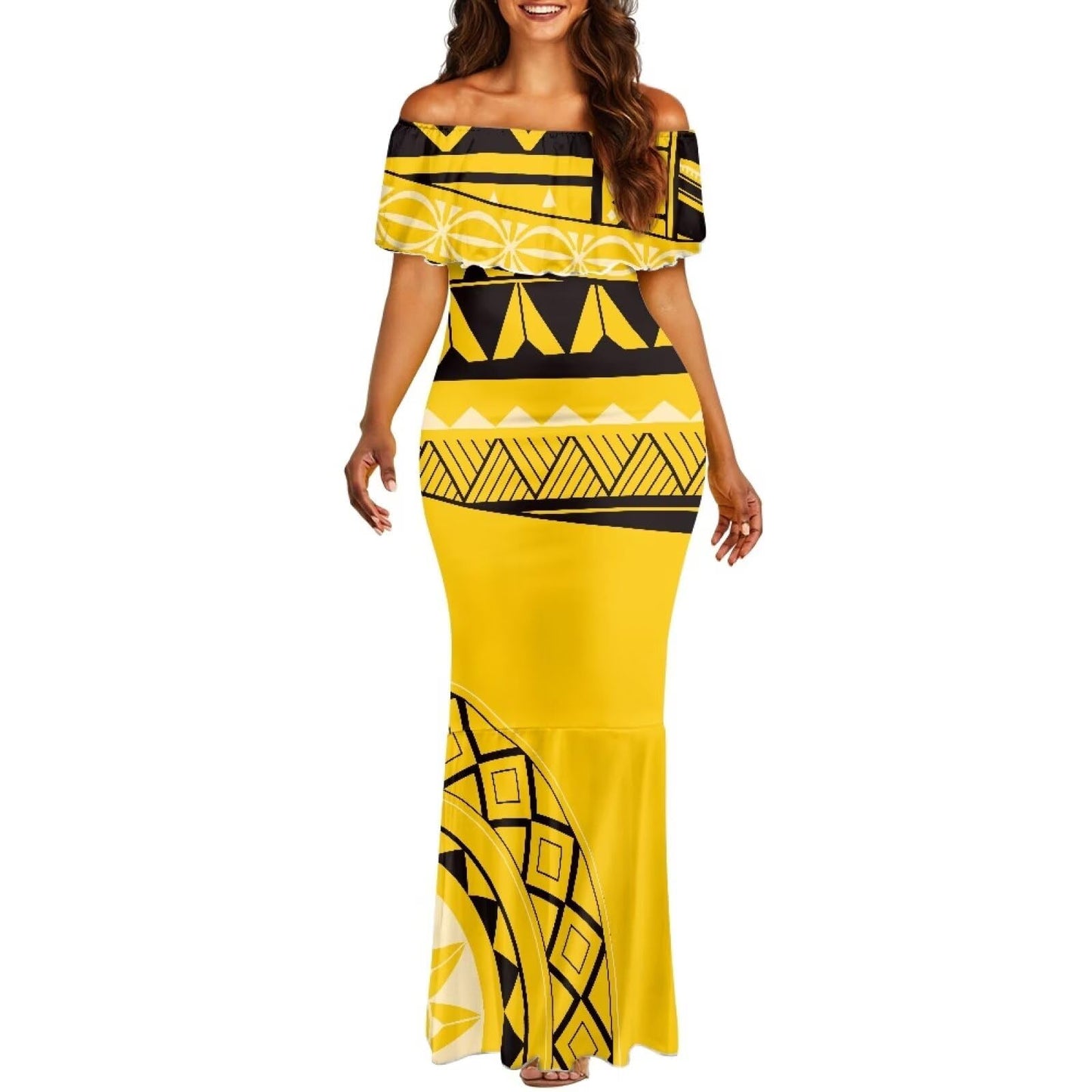 Polynesian Dresses for Women Off Shoulder Maxi Dress Puletasi Samoan Dresses S-7XL - Hawaiian Flair