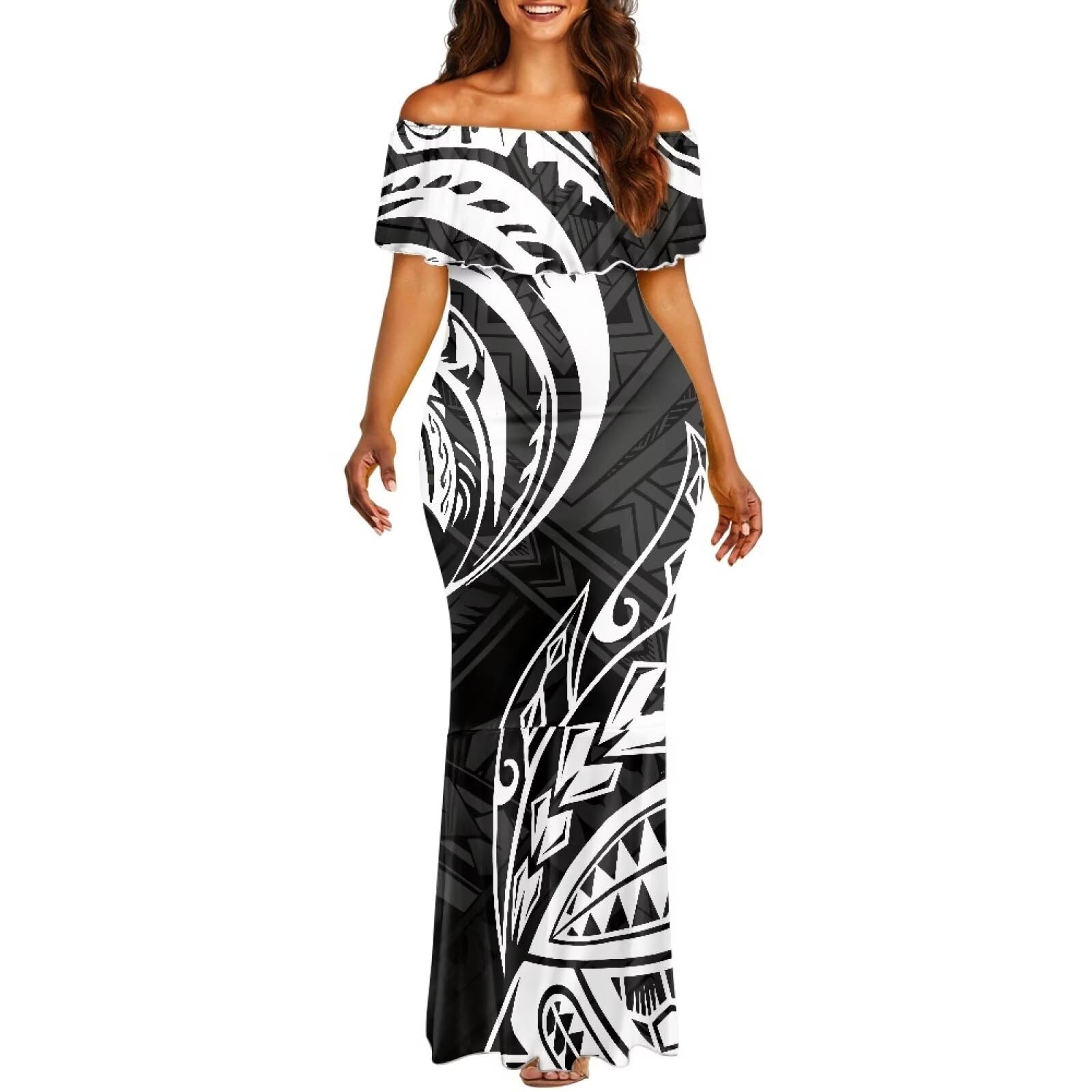 Polynesian Dresses for Women Off Shoulder Maxi Dress Puletasi Samoan Dresses S-7XL - Hawaiian Flair
