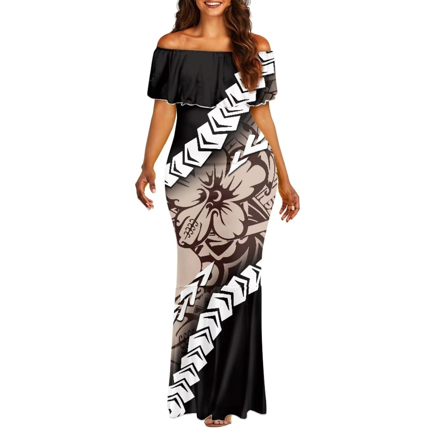 Polynesian Dresses for Women Off Shoulder Maxi Dress Puletasi Samoan Dresses S-7XL - Hawaiian Flair