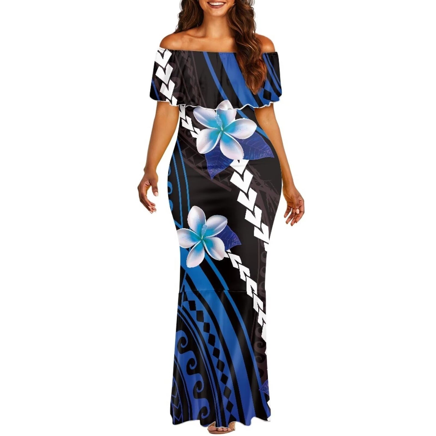 Polynesian Dresses for Women Off Shoulder Maxi Dress Puletasi Samoan Dresses S-7XL - Hawaiian Flair