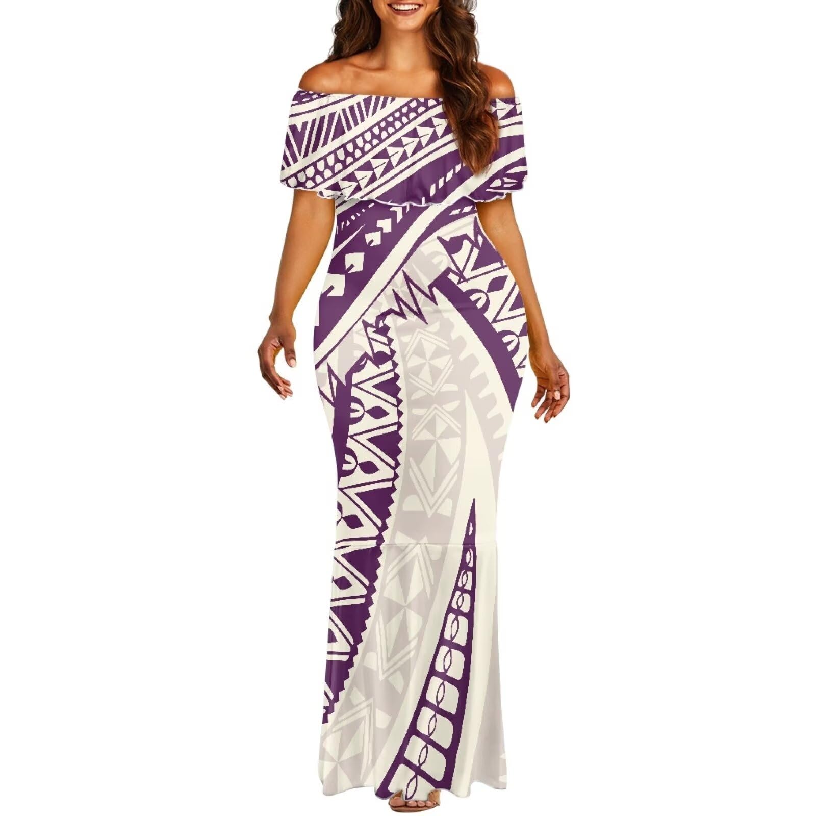 Polynesian Dresses for Women Off Shoulder Maxi Dress Puletasi Samoan Dresses S-7XL - Hawaiian Flair