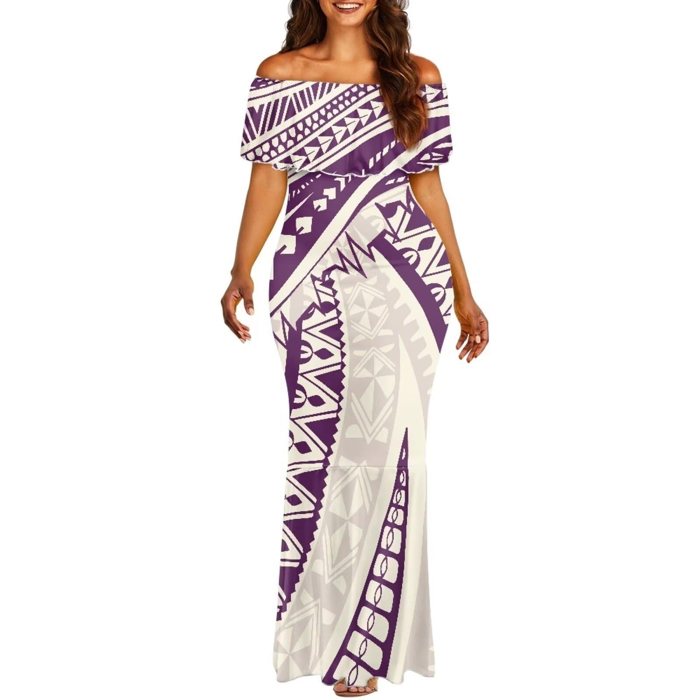 Polynesian Dresses for Women Off Shoulder Maxi Dress Puletasi Samoan Dresses S-7XL - Hawaiian Flair