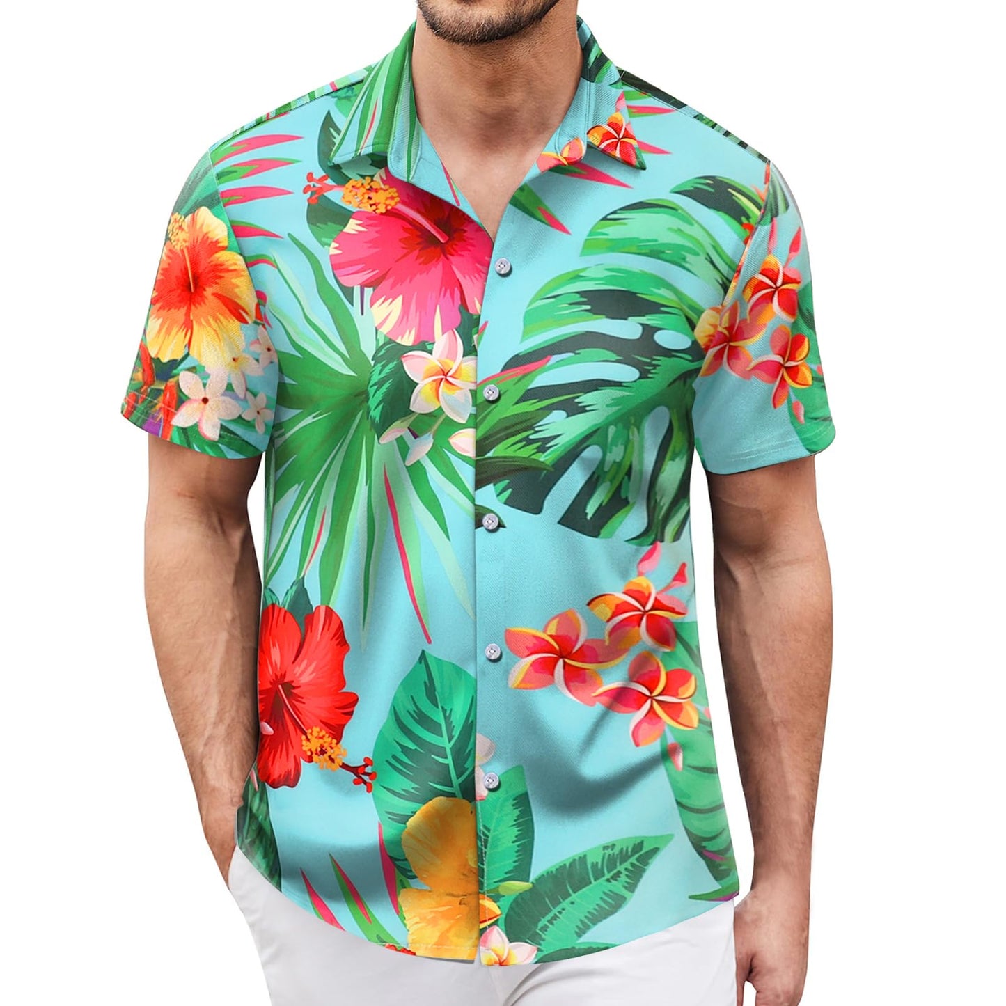 Hawaiian Shirt for Men Sleeves Printed Casual Button Down Summer Beach Dress Shirts - Hawaiian Flair