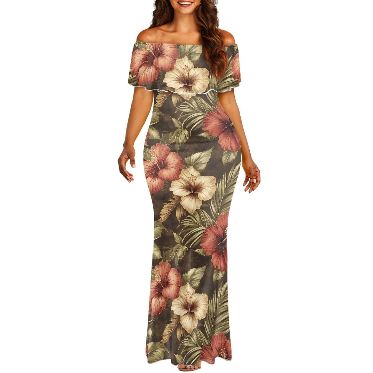 Polynesian Dresses for Women Off Shoulder Maxi Dress Puletasi Samoan Dresses S-7XL - Hawaiian Flair