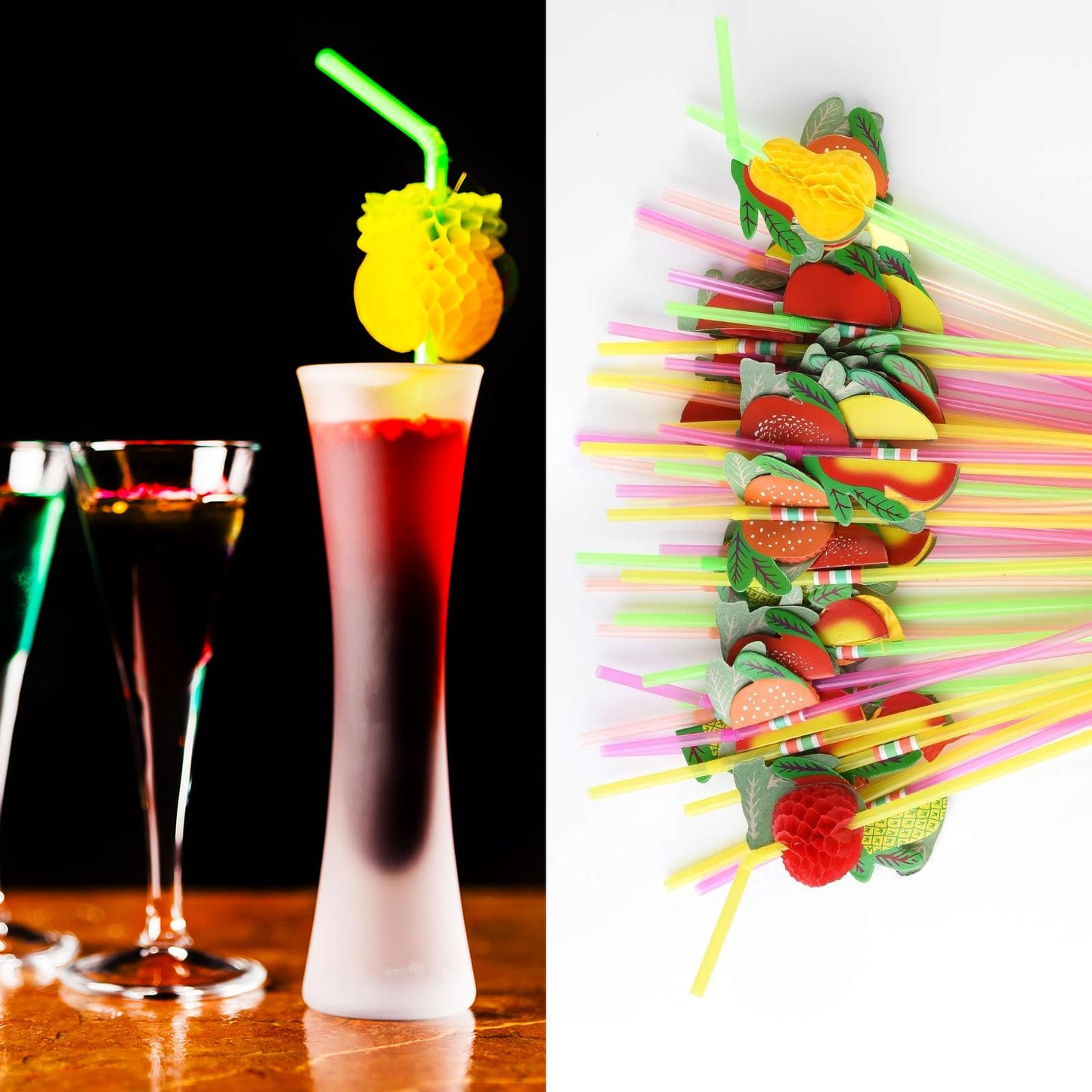 ALINK 50 Umbrella Parasol Drinking Straws, Hawaiian Beach Cocktail Luau Party Decorations Supplies