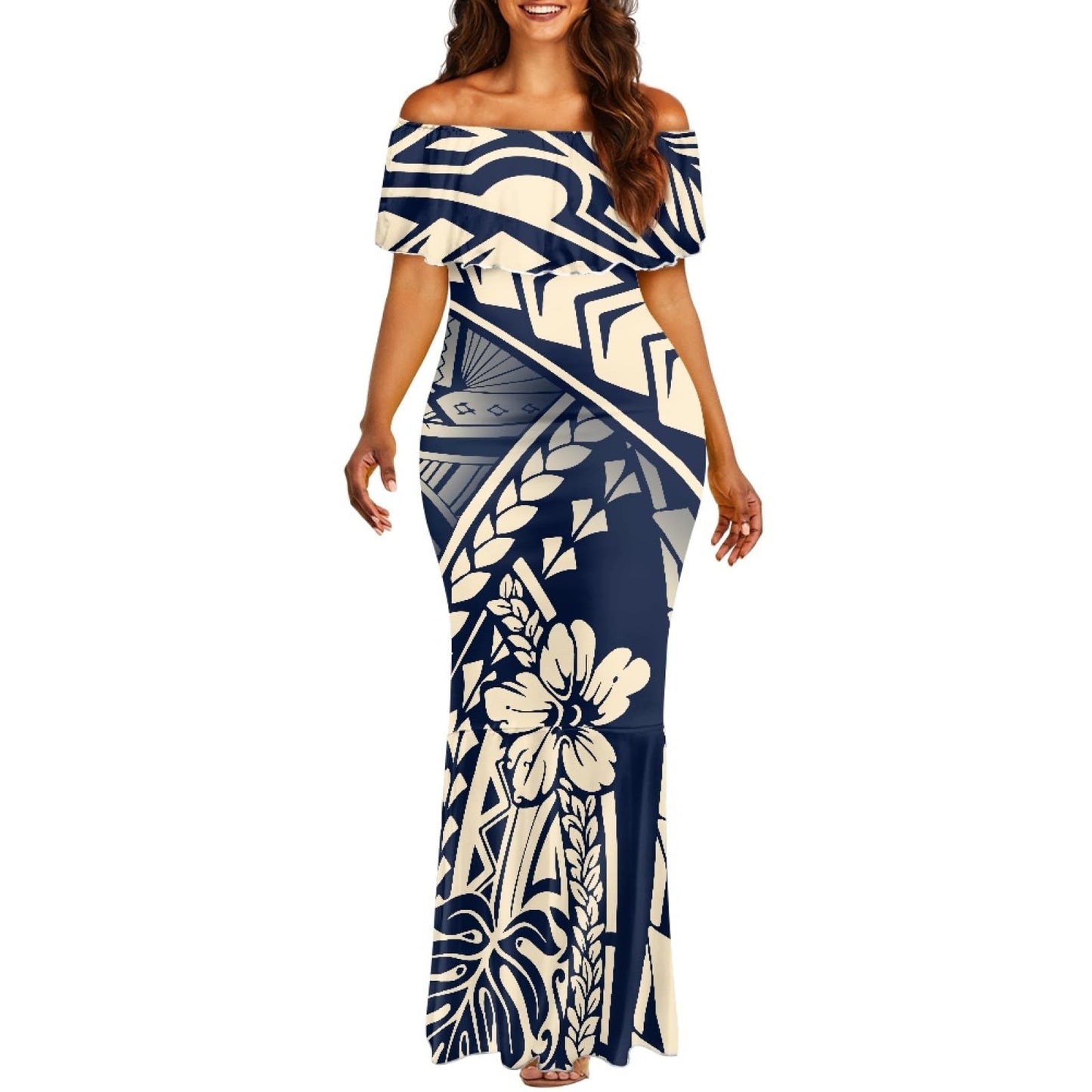 Polynesian Dresses for Women Off Shoulder Maxi Dress Puletasi Samoan Dresses S-7XL - Hawaiian Flair