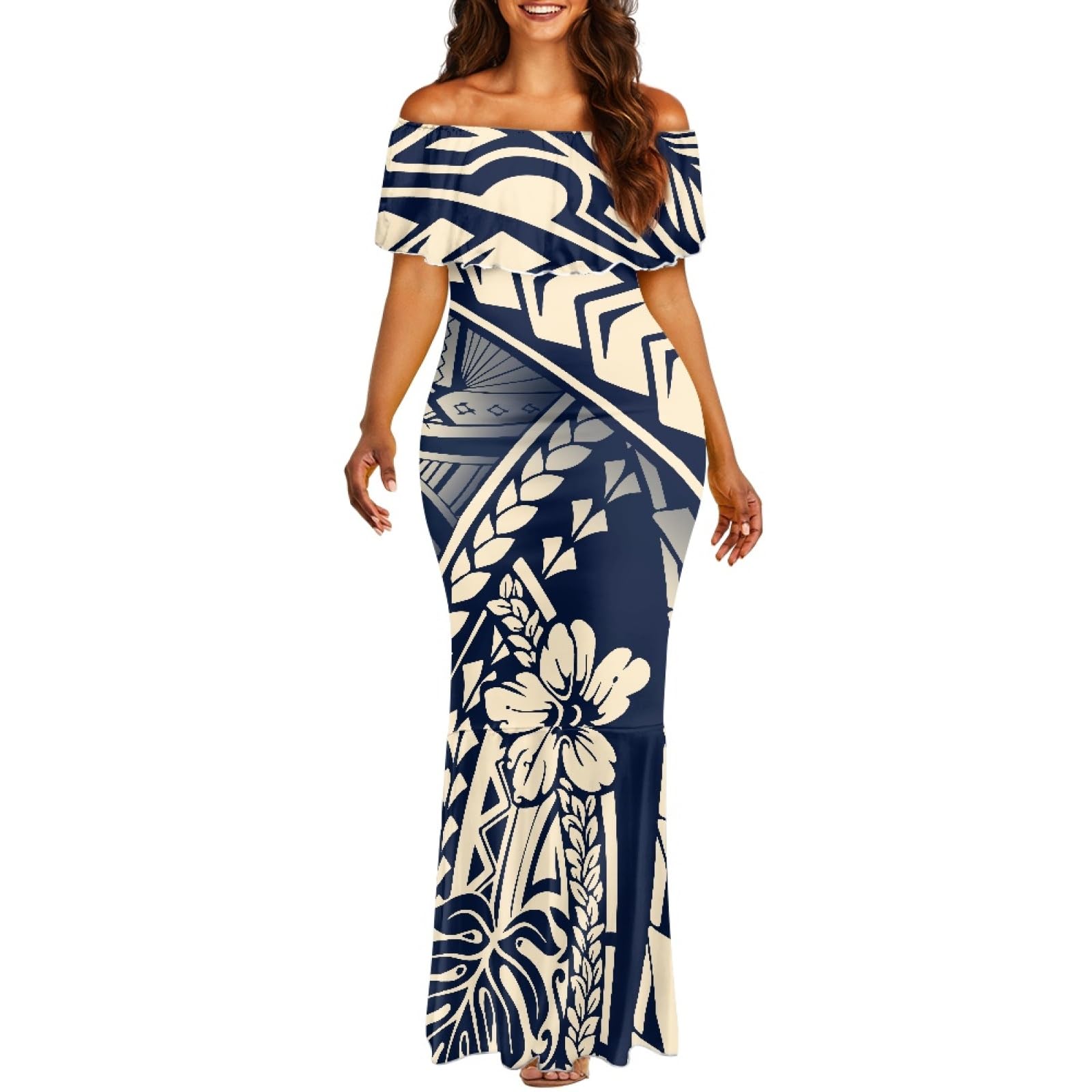 Polynesian Dresses for Women Off Shoulder Maxi Dress Puletasi Samoan Dresses S-7XL - Hawaiian Flair