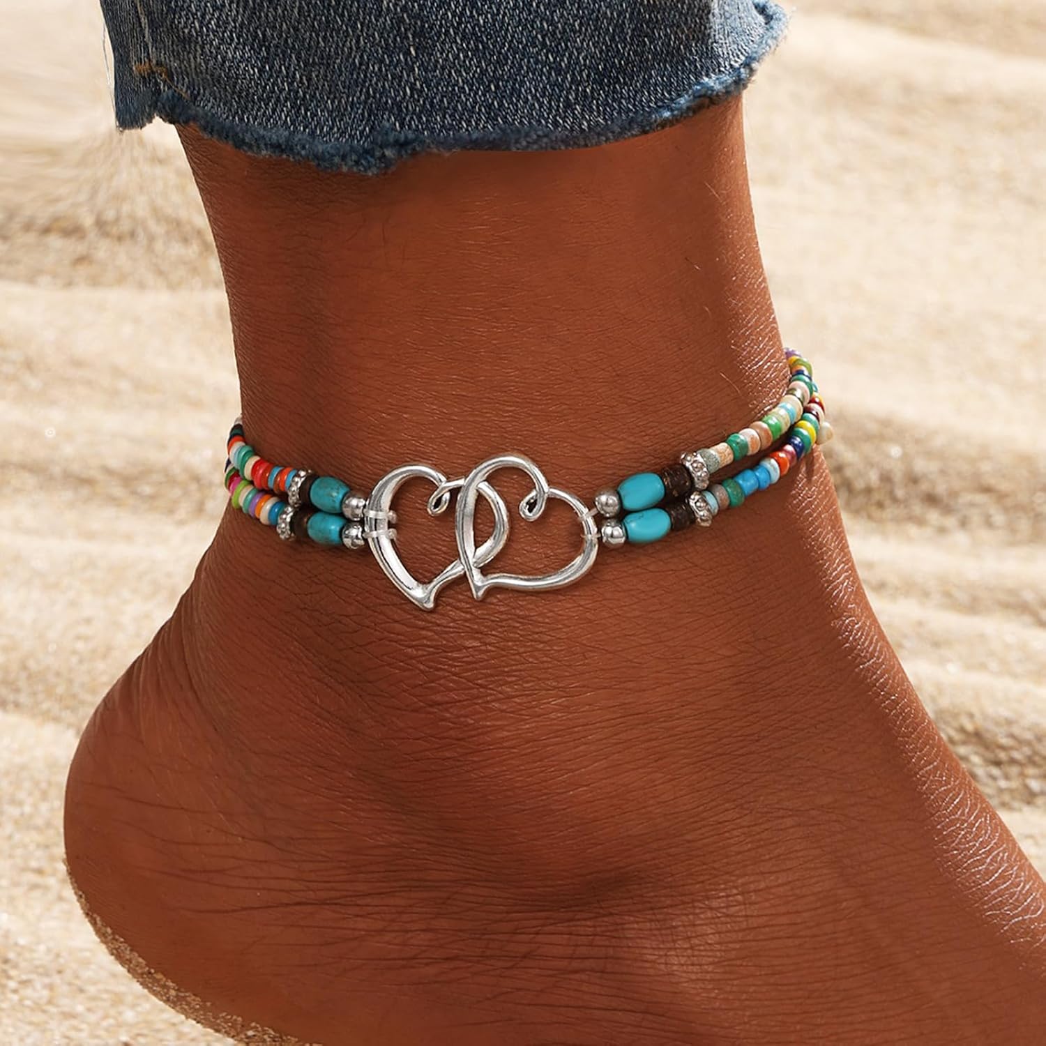 Shell Ankle Bracelet Set for Women, 14K Gold Boho Bead Adjustable Anklet, Hawaiian Beach Seashell Pearl Heart Starfish Conch Foot Jewelry Gifts - Hawaiian Flair