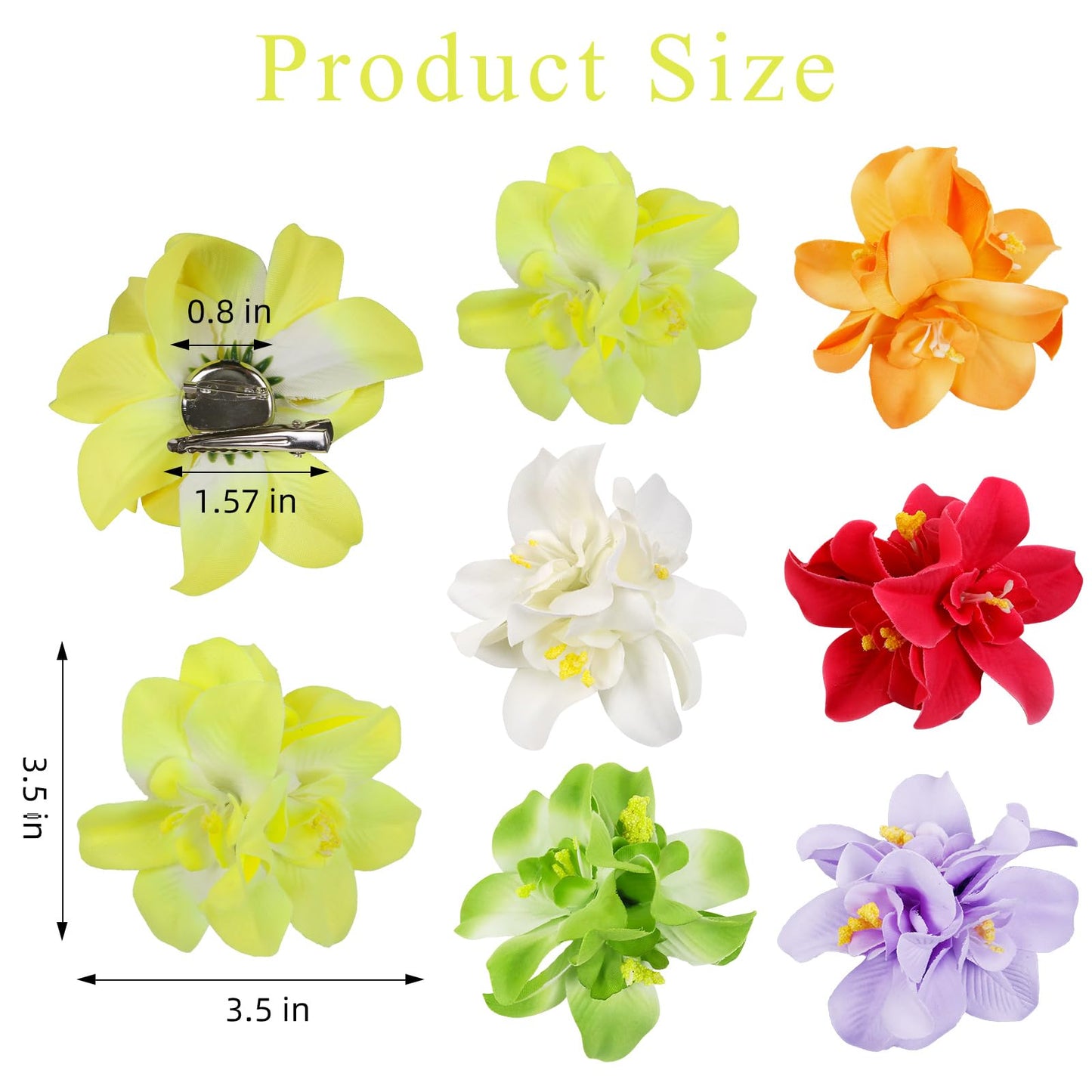 6Pcs Hawaiian Flower Hair Clips for Women, Bohemia Flower Hair Clip