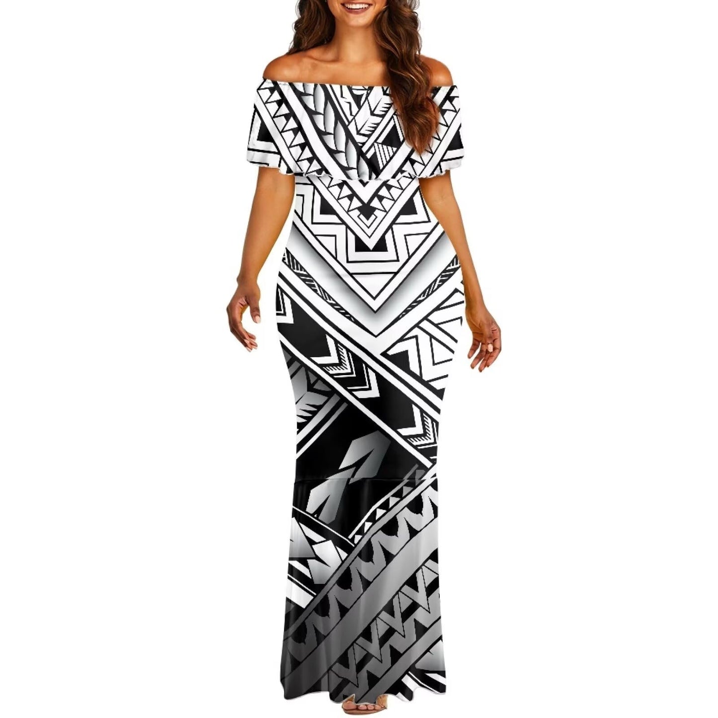Polynesian Dresses for Women Off Shoulder Maxi Dress Puletasi Samoan Dresses S-7XL - Hawaiian Flair
