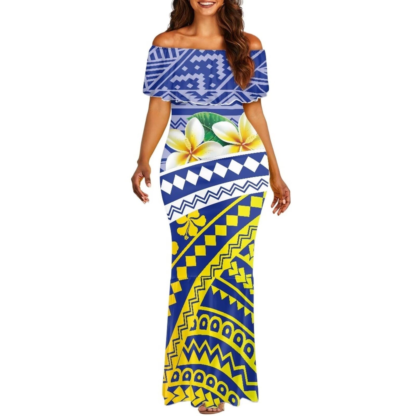 Polynesian Dresses for Women Off Shoulder Maxi Dress Puletasi Samoan Dresses S-7XL - Hawaiian Flair