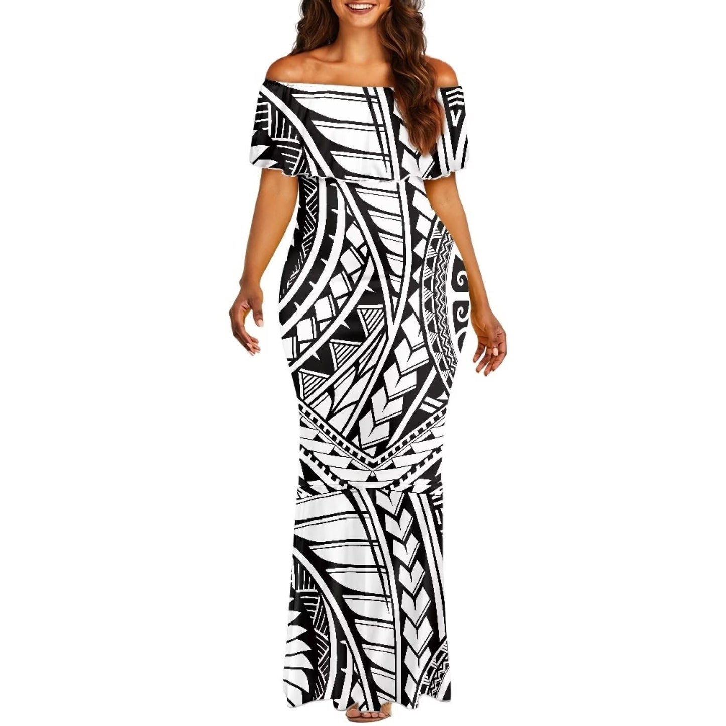 Polynesian Dresses for Women Off Shoulder Maxi Dress Puletasi Samoan Dresses S-7XL - Hawaiian Flair