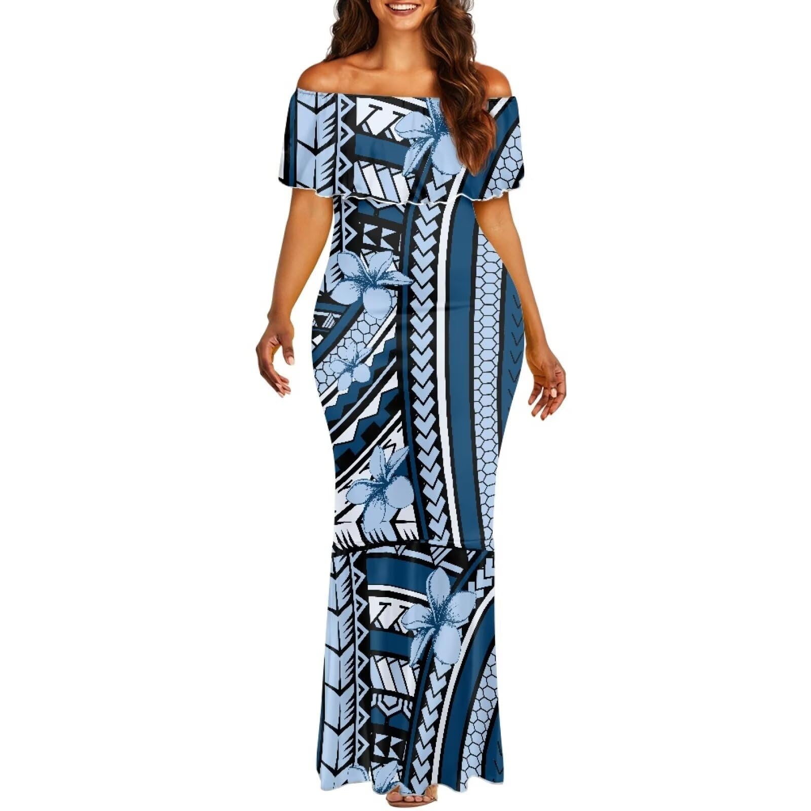Polynesian Dresses for Women Off Shoulder Maxi Dress Puletasi Samoan Dresses S-7XL - Hawaiian Flair