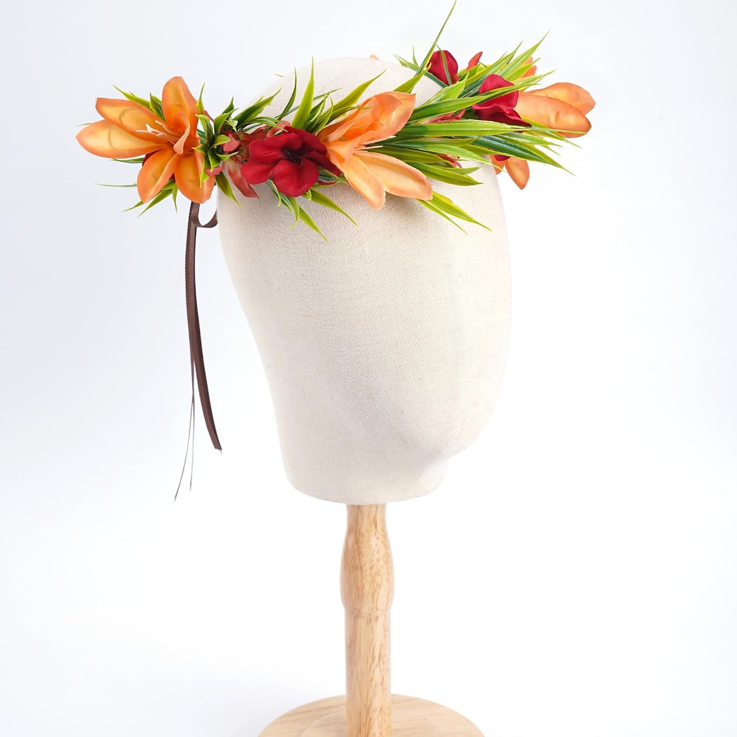 Hawaiian Leis Flower Crown, Artificial Hawaii Floral Headpiece