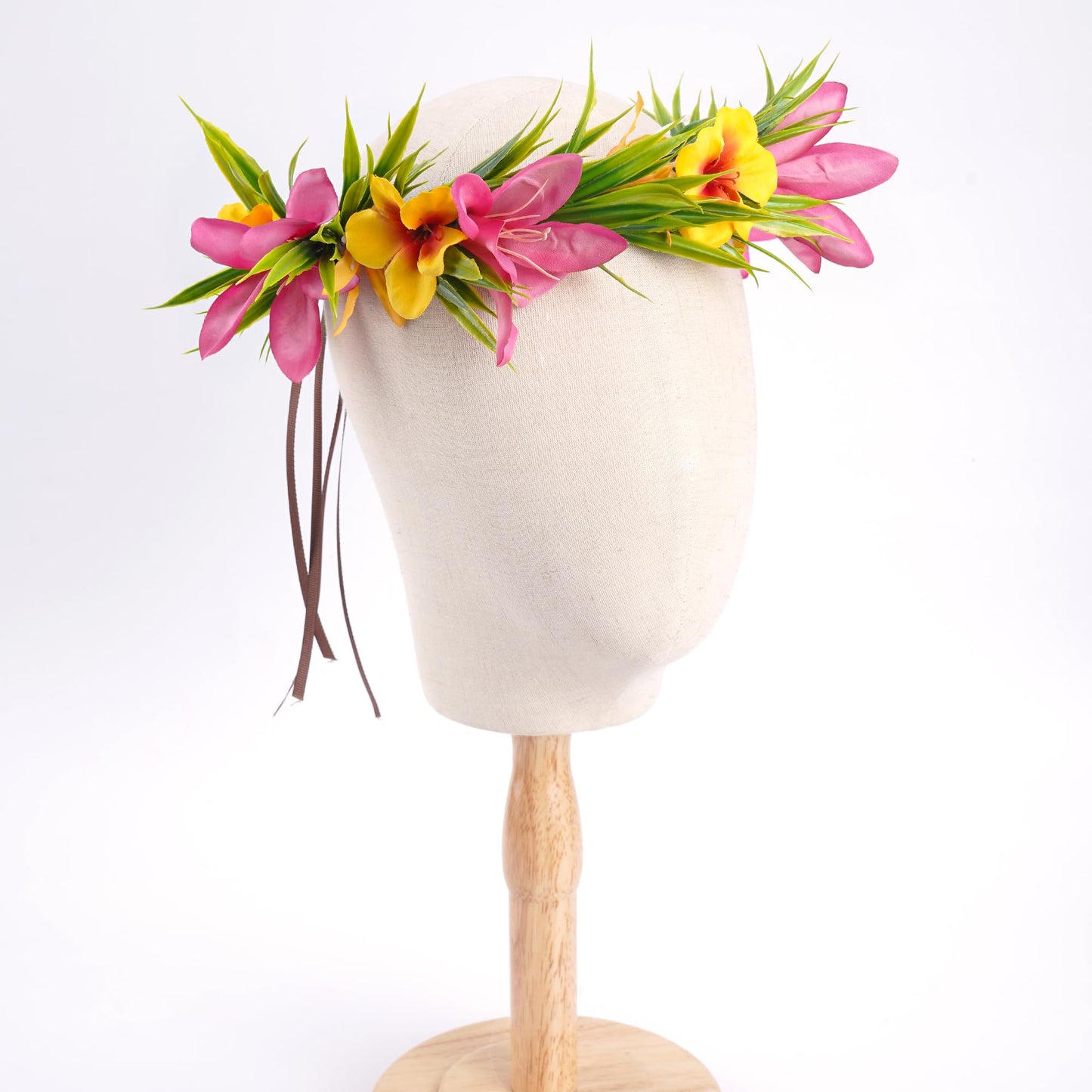 Hawaiian Leis Flower Crown, Artificial Hawaii Floral Headpiece