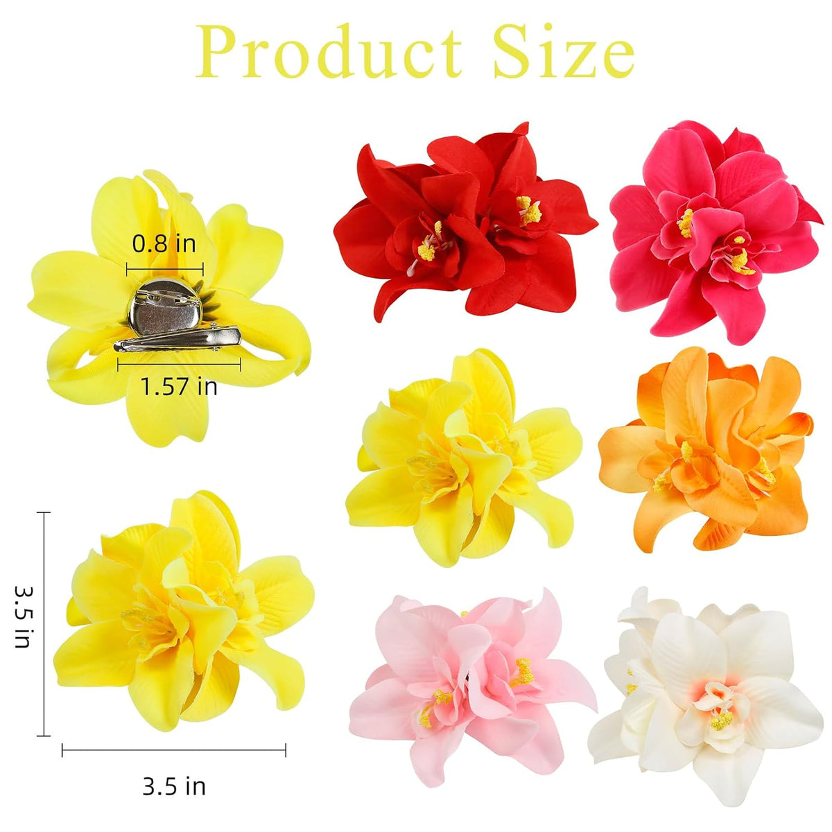 6Pcs Hawaiian Flower Hair Clips for Women, Bohemia Flower Hair Clip