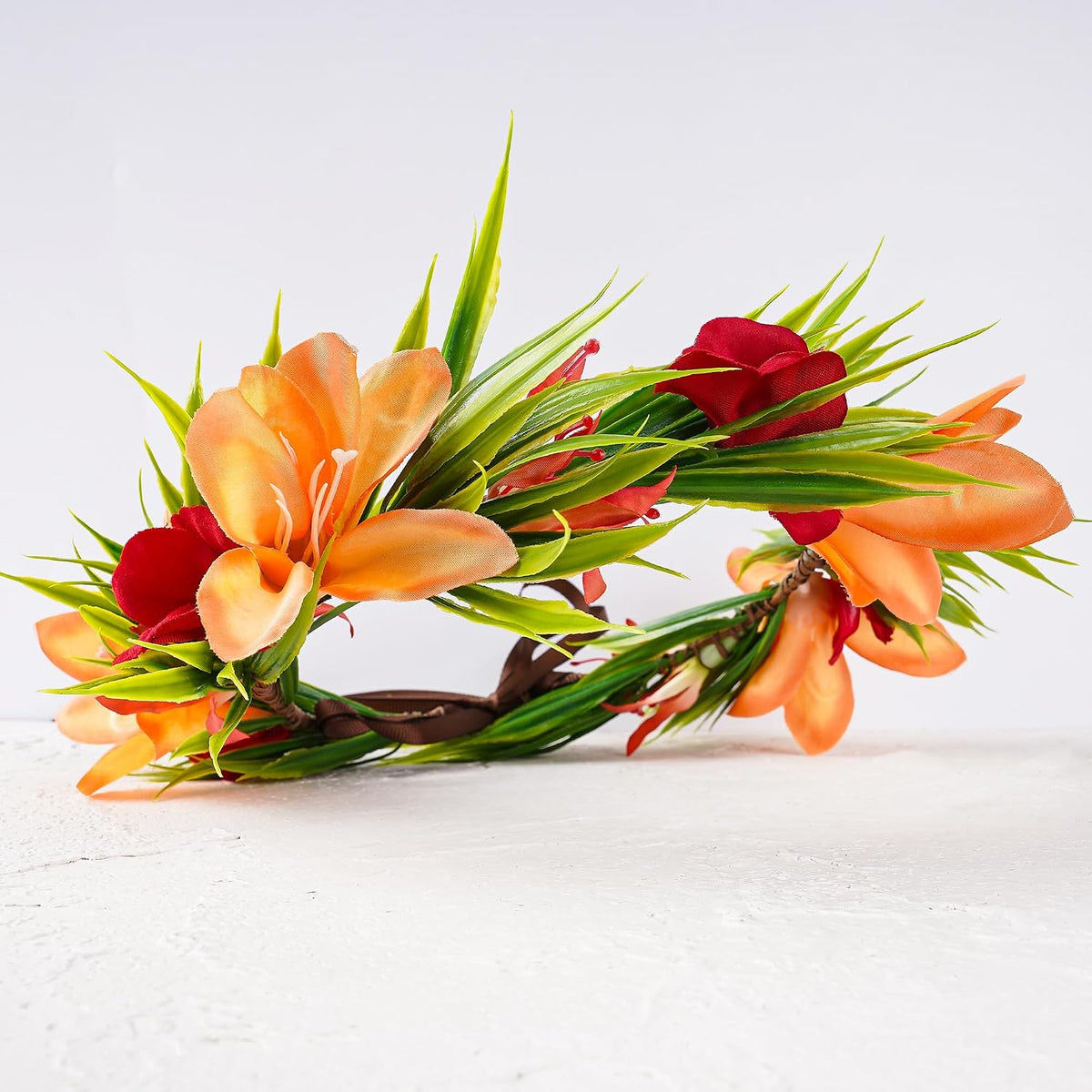 Hawaiian Leis Flower Crown, Artificial Hawaii Floral Headpiece
