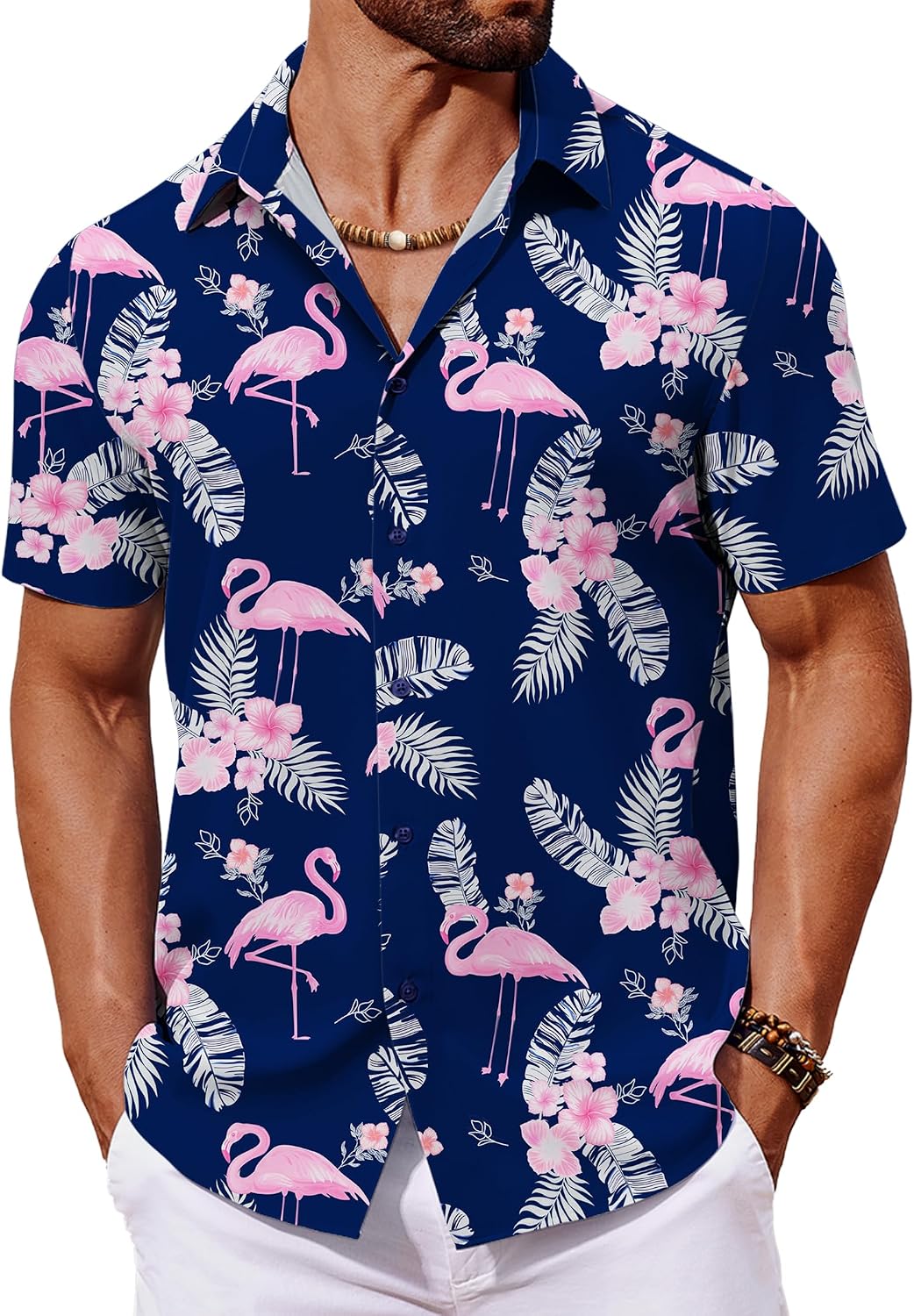 COOFANDY Mens Hawaiian Shirt Short Sleeve Button Down Shirts Tropical Floral Summer Beach Shirts