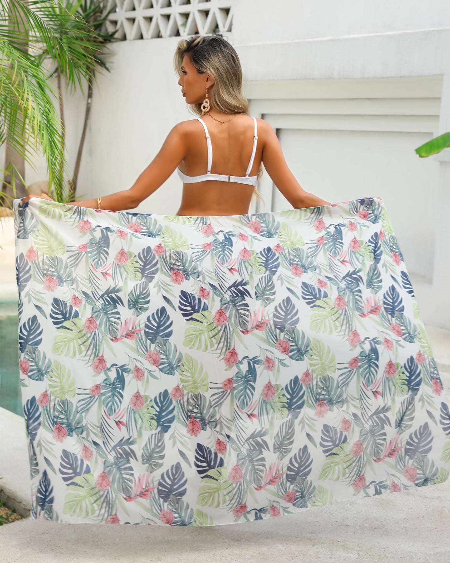 Eicolorte Womens Beach Cover Up Chiffon Sheer Bikini Beach Swimsuit Coverup Sarong Pareo Wraps for Women
