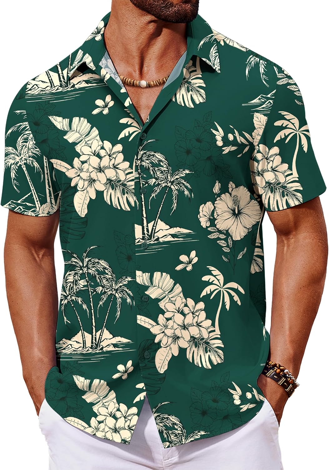 COOFANDY Mens Hawaiian Shirt Short Sleeve Button Down Shirts Tropical Floral Summer Beach Shirts