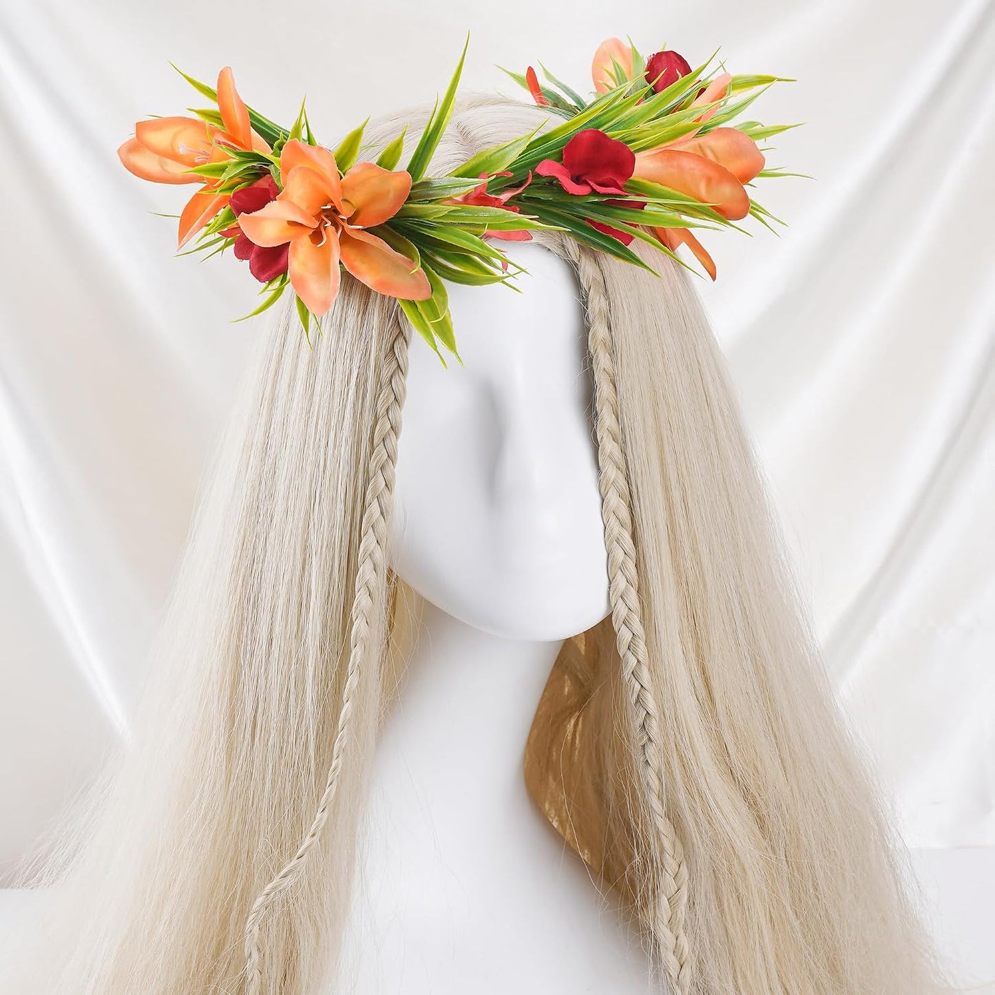 Hawaiian Leis Flower Crown, Artificial Hawaii Floral Headpiece