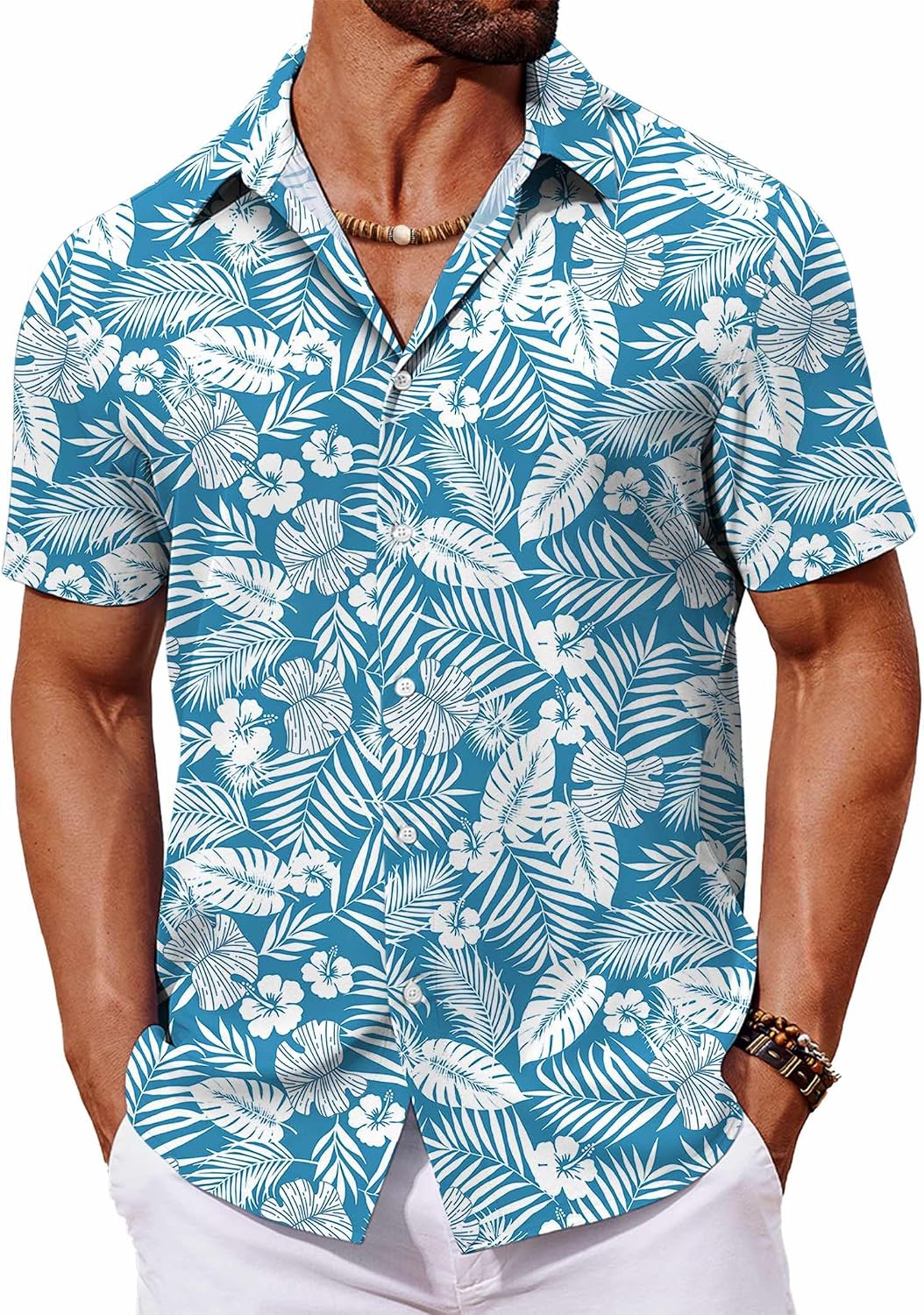 COOFANDY Mens Hawaiian Shirt Short Sleeve Button Down Shirts Tropical Floral Summer Beach Shirts