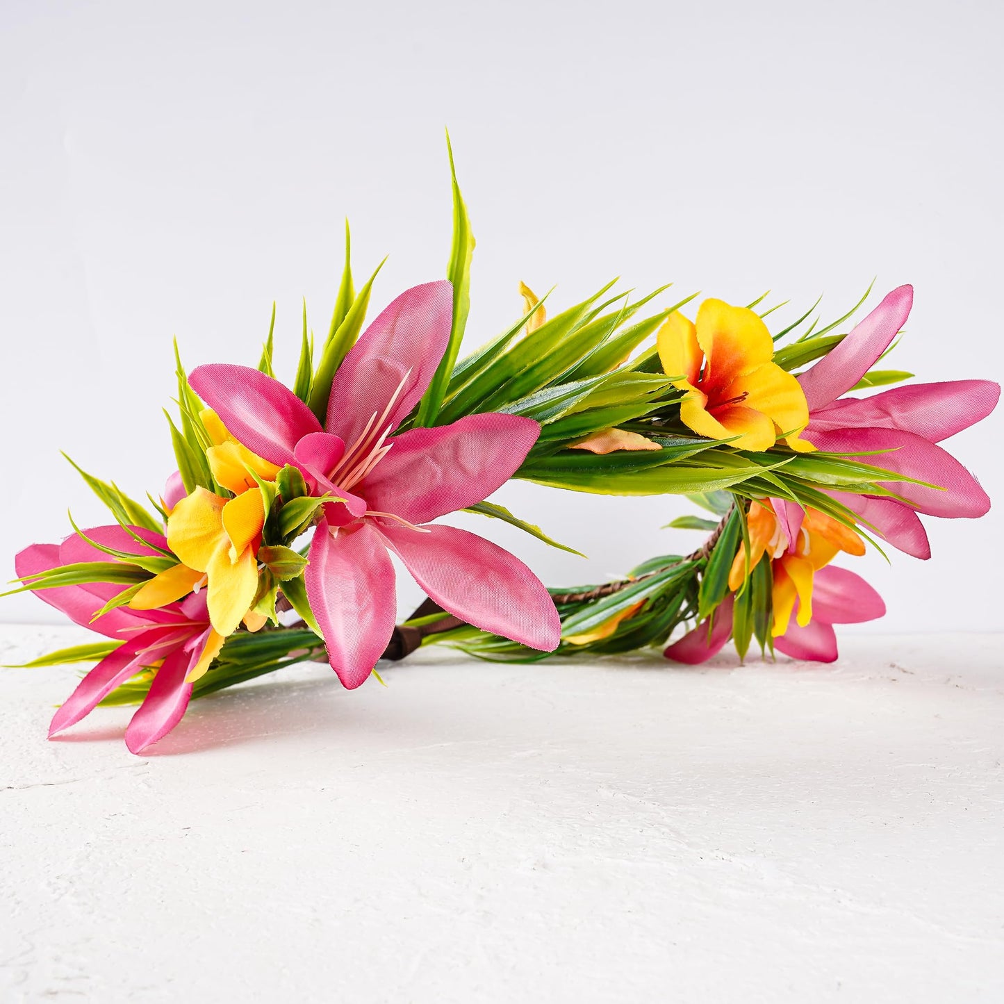 Hawaiian Leis Flower Crown, Artificial Hawaii Floral Headpiece