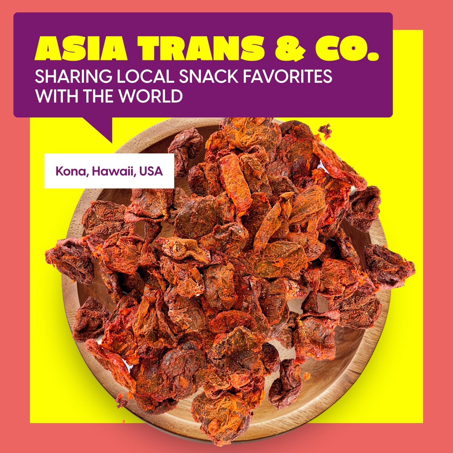 Asia Trans Seeded Red Li Hing Mui Crack Seed Plums - Hawaiian Favorite - Sweet, Sour, & Salty Dried Asian Plum - Hawaiian Flair