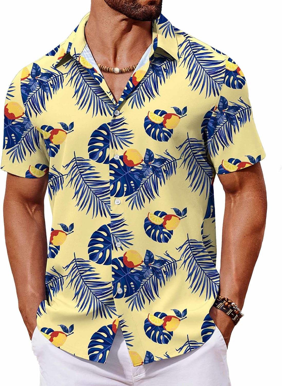 COOFANDY Mens Hawaiian Shirt Short Sleeve Button Down Shirts Tropical Floral Summer Beach Shirts