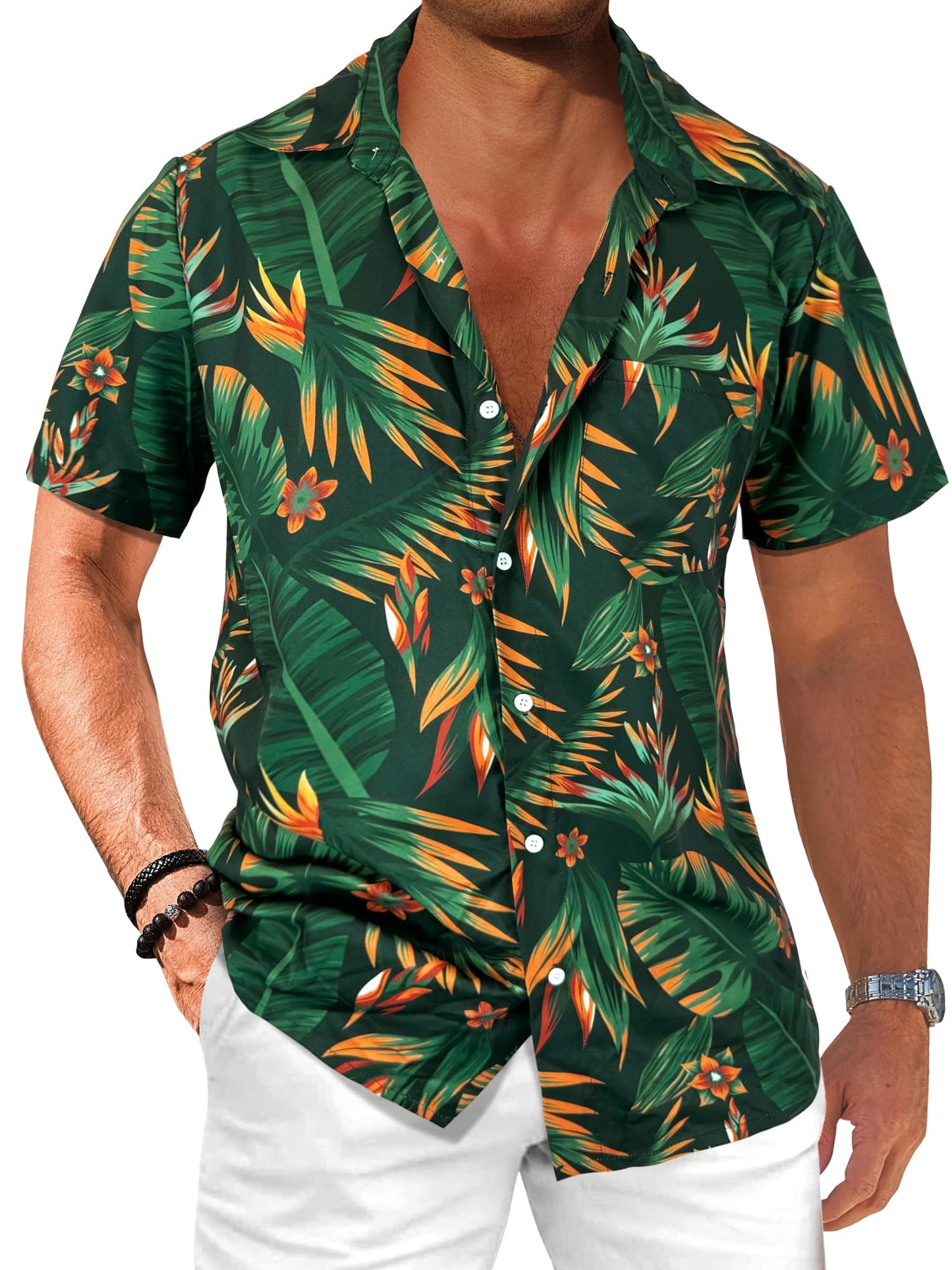 Comdecevis Men's Hawaiian Floral Shirts Short Sleeve Button Down Tropical Summer Beach Shirts - Hawaiian Flair