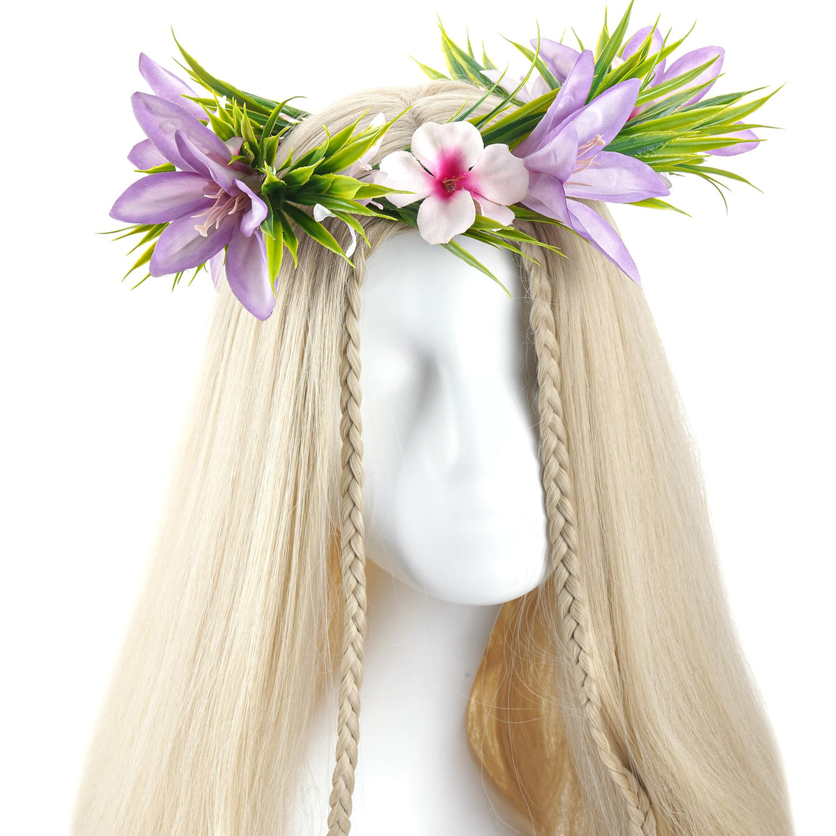 Hawaiian Leis Flower Crown, Artificial Hawaii Floral Headpiece