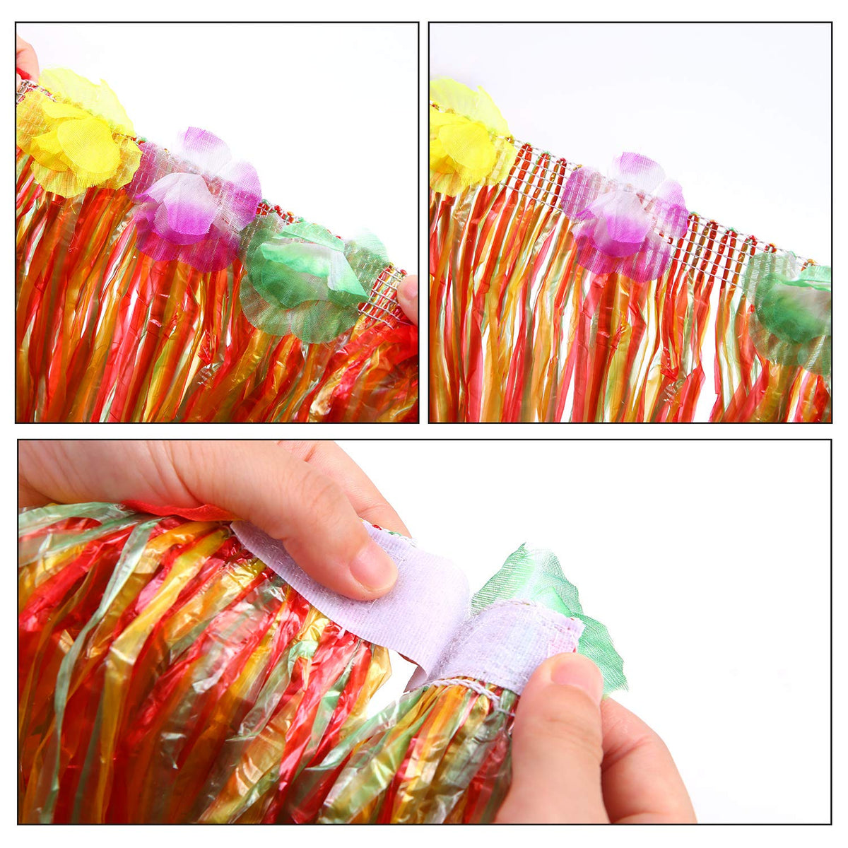 Elcoho 8 Pieces Hawaiian Hula Grass Skirt Set