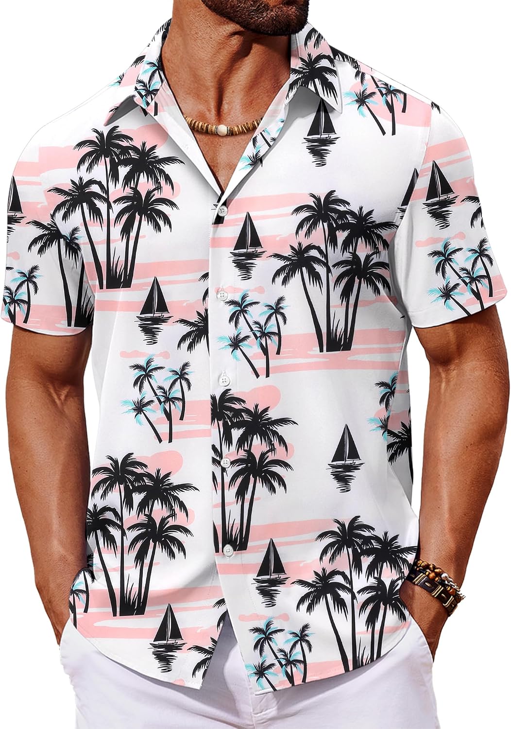 COOFANDY Mens Hawaiian Shirt Short Sleeve Button Down Shirts Tropical Floral Summer Beach Shirts