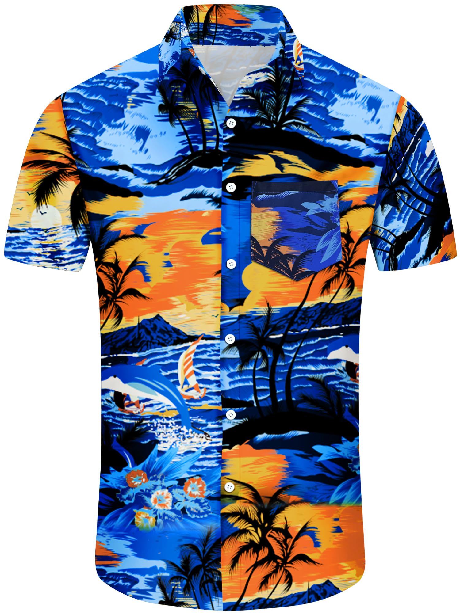 Comdecevis Men's Hawaiian Floral Shirts Short Sleeve Button Down Tropical Summer Beach Shirts - Hawaiian Flair