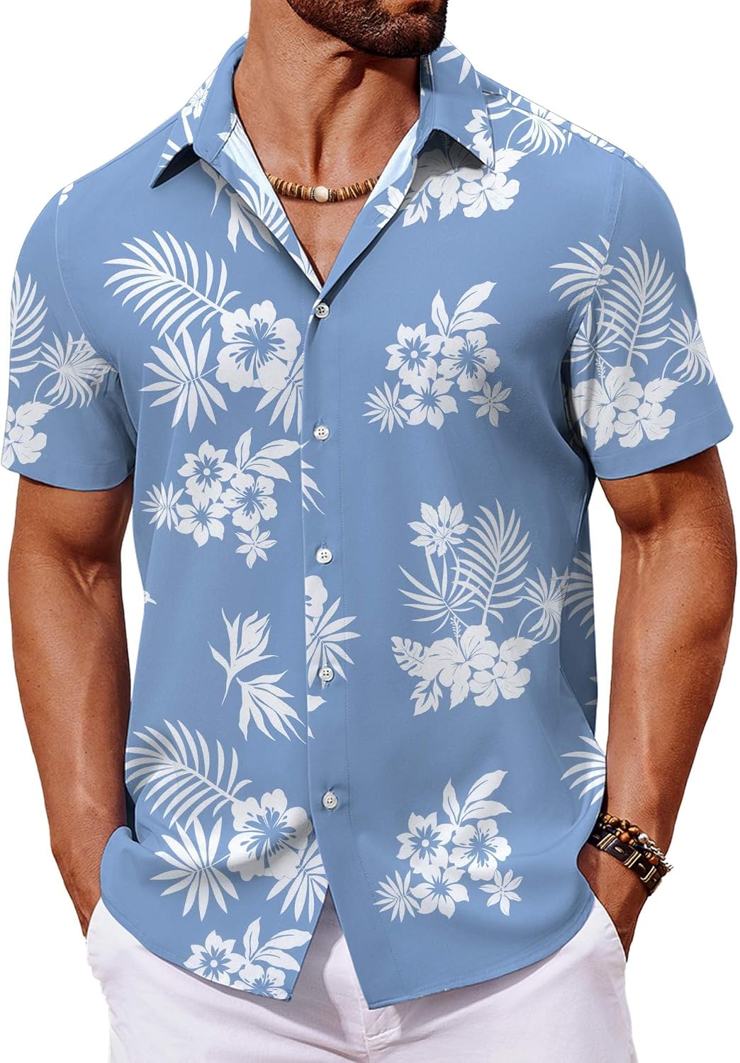 COOFANDY Mens Hawaiian Shirt Short Sleeve Button Down Shirts Tropical Floral Summer Beach Shirts