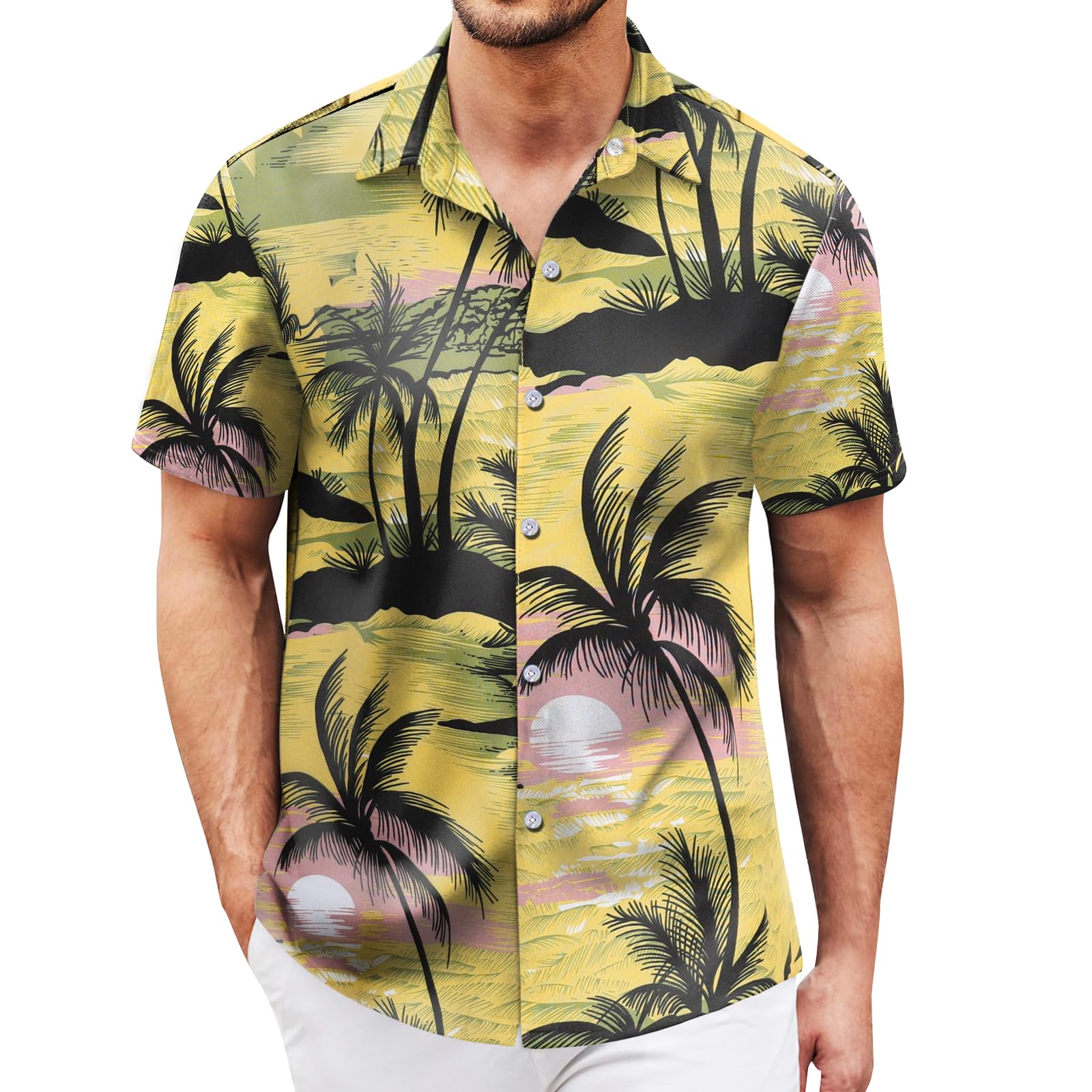 Hawaiian Shirt for Men Sleeves Printed Casual Button Down Summer Beach Dress Shirts - Hawaiian Flair